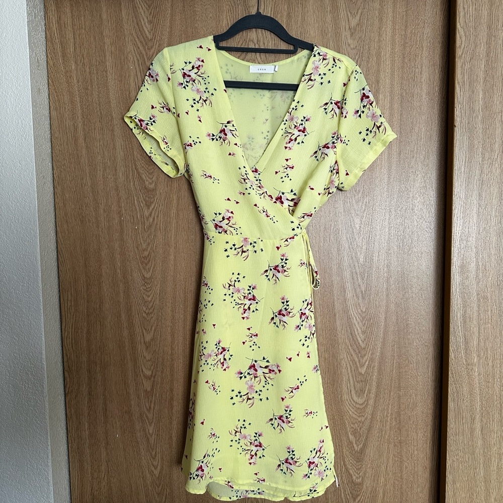 Floral Wrap Dress in Yellow by Lush